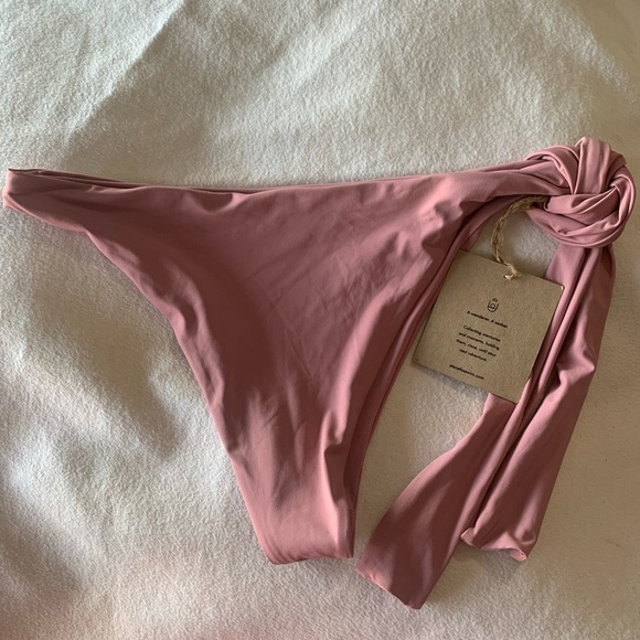 Stone Fox Swim Free People Bikini Bottom Rose Pink XL Side Tie Adjustable NWT - Picture 7 of 9